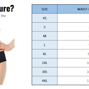 period underwear size chart, reusable period panty size chart