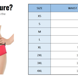 period underwear size chart, reusable period panty size chart, period panty