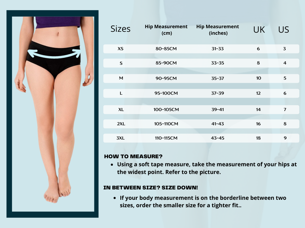 size chart wings panty hipster